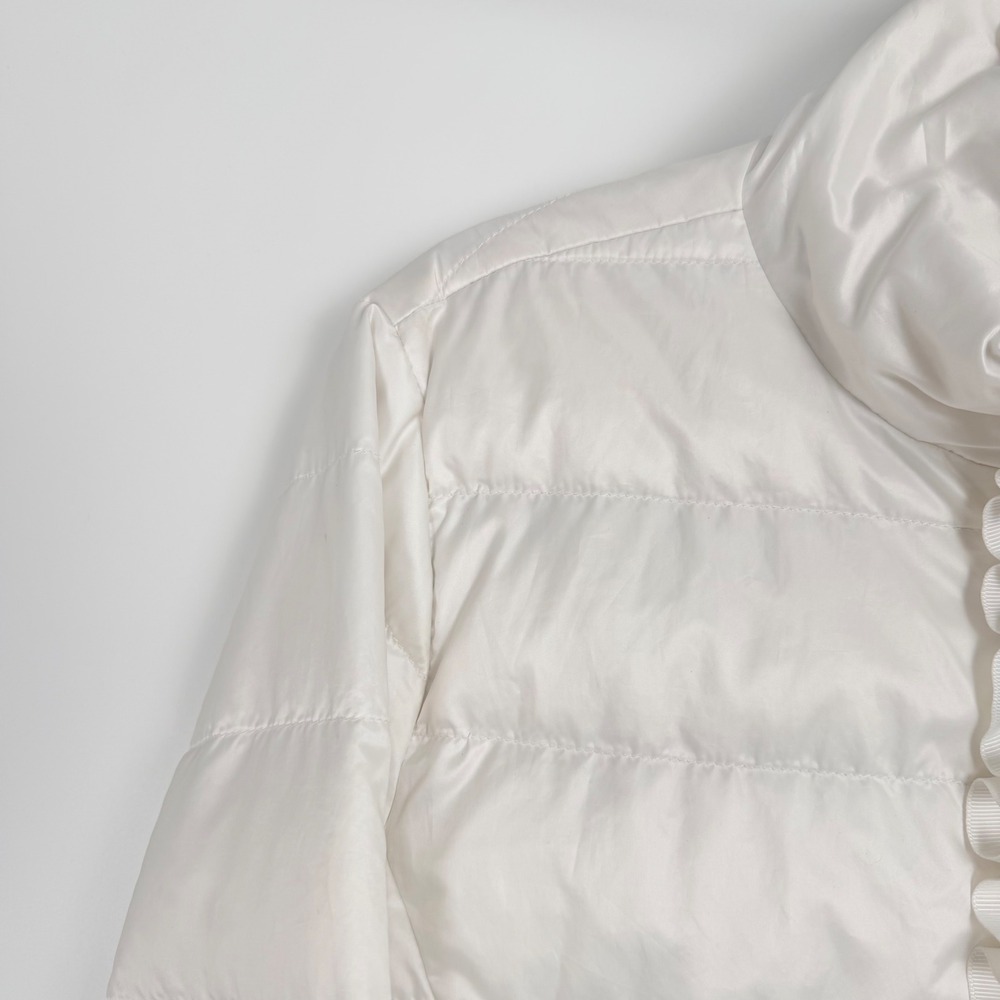 Lilly Pulitzer Women's White Ruffle Down Preppy Soft Girl Puffer Jacket Size 2 - Picture 5 of 13